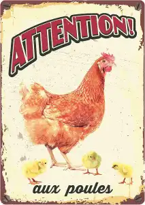 Plaque 'Attention aux poules'